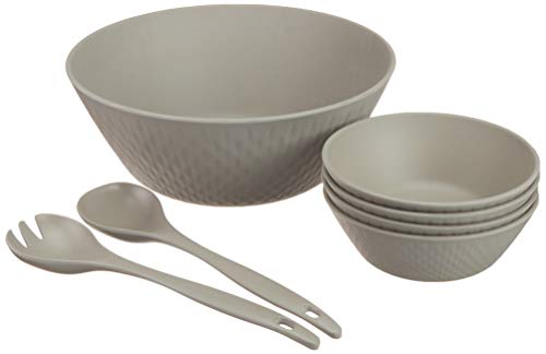 Natura Green- Large Bamboo Salad Bowl with 4 serving Bowls and utensils