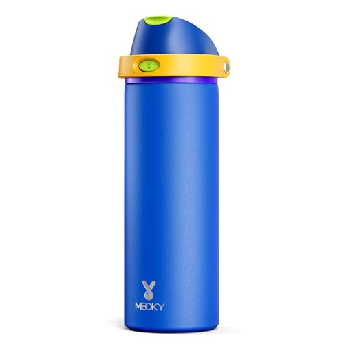 Image of Meoky 24 oz Insulated Water Bottle for Men Stainless Steel Water Bottle with 2-in-1 Straw and Spout Lid - Leak Proof, Cold for 24 Hours, Fits in Car Cup Holder, BPA-Free for Sports Travel, Sapphire