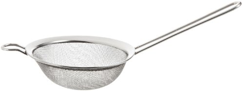 FACKELMANN Food & More Colador de Cocina Acero Inoxidable, Malla Fina, Colador de Tamiz, Borde Plano 10 Cm, Mango Acero Inoxidable, Color Inox, 25x10x4 cm, 1 ud.