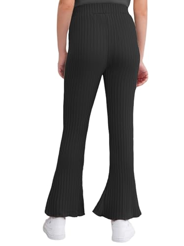 Kids Girls High Waist Solid Color Ribbed Flared Pants Bell-Bottom Leggings for Sports Yoga Active Casual Wear2