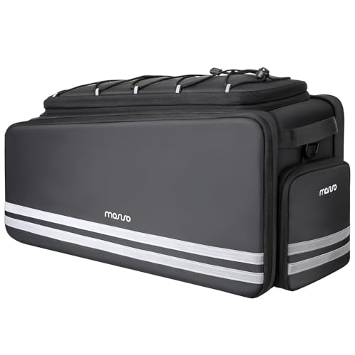 MOSISO Bike Rack Bag Ebike Battery Bag 40L Bike Trunk Bags for Rear Rack with 2 Foldable Bike Panniers Electric Bicycle Rear Seat Cycling Bag with Reflective Strips&Rain Cover&Shoulder Strap Black