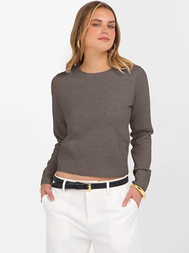 Image of ANRABESS Women's Long Sleeve Sweaters Cropped Crew Neck | Business Casual Tops,Light Weight Comfy Knit,Pullover ShortSweater,Basic Classic,Fall Fashion Winter Layer Clothes