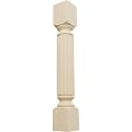 Ekena Millwork COL05X05X35RARW Raymond Reeded Cabinet Column (Top Block: 6", Bottom Block: 7"), 5"W x 5"D x 35 1/2"H, Rubberwood