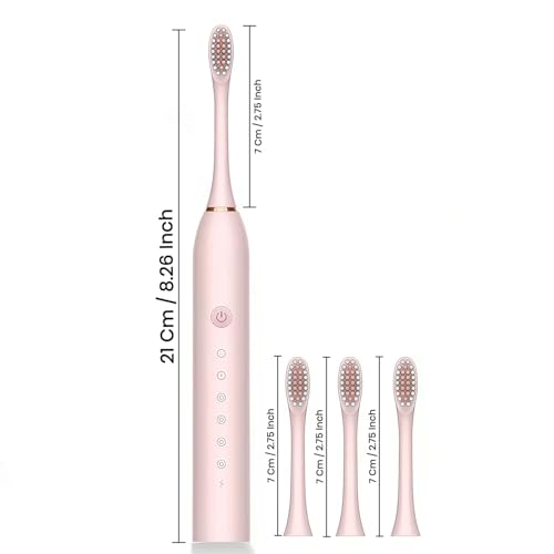 Image of Oblivion Electric Toothbrush - Pink Rechargeable Sonic Toothbrush with 3 Extra Brush Heads - Waterproof USB Charging Soft Bristle Tooth Brush for Adults Advanced Oral Care Portable Design (Pack of 1)