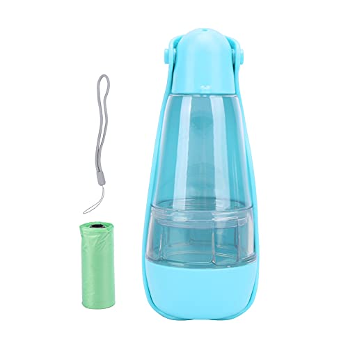LjwZekyrnt Botella de agua portátil para perros, taza de viaje con bolsa de almacenamiento para recolección de excrementos (azul)