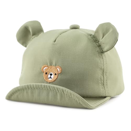 MniJiza Baby Boy Baseball Cap Infant Girls Cute Bear Ear Sun Hat Toddler Adjustable Cotton Cap for Spring Summer (3-18M Green)