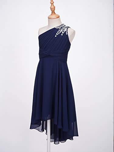 FEESHOW One Shoulder Flower Girl Junior Bridesmaid Long Dress for Wedding Party Prom Ball Gown4