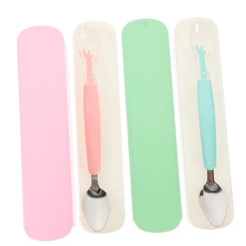 SUPVOX Double Headed Fruit Mud Spoons Feeding Tools with for Smooth Feeding and Easy Scraping Random Color