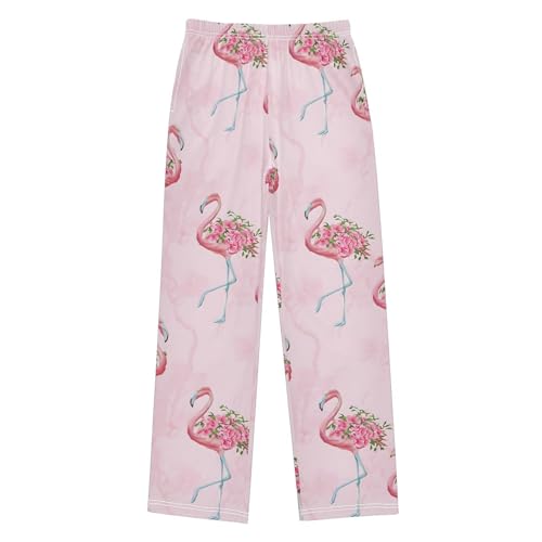 ALAZA Flamingo Flower Blossom Floral Pajama Lounge Pants Long Sleep Pajama Bottoms with Pockets