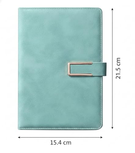 Image of AccuPrints A5 PU Leather Diary Grey Green Hard Bound A5 or 5.8 * 8.3 inches Notebook Diary with PU Leather Belt Lock Pages 196 for Office(Sea Green)