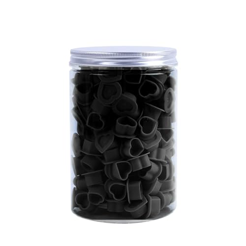 IFERO 200Pcs Heart Ink Caps with Base Silicone Disposable Tattoo Pigment Cup Tattoo Ink Cups for Tattooing Supplies Soft Silicone Ink Caps (Black)