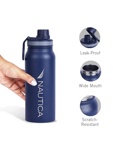 Image of NAUTICA Premium Leak-Proof Insulated Water Bottle - 1pc (Fender)| 750ml | Stainless Steel Flask with 24 Hours Temperature Retention | Ideal for Travel, Gym, Office Use Austin Solid-denimblue