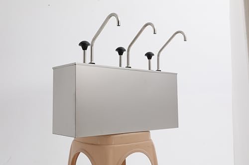 MIUKYUI Distributeur de sauce professionnel, 3 x 4 l, en acier inoxydable brossé, avec trois pompes individuelles pour ketchup, mayonnaise, moutarde et huile, idéal pour la cuisine, le restaurant, les