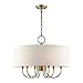 Livex Lighting 49806-01 Blossom Collection 7-Light Pendant Chandelier with Oatmeal Color Hardback Fabric Shade, Antique Brass, 24 x 24 x 18.75