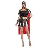 INCLUYE - Incluye vestido de traje de guerrero romano negro, capa adjunta, brazaletes y diadema.