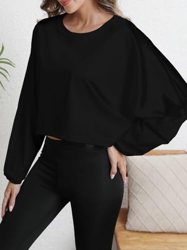 Womens Workout Tops Casual Sweatshirt Long Sleeve Cropped t Shirts Crewneck Loose Fit Clothing for Women Trendy2