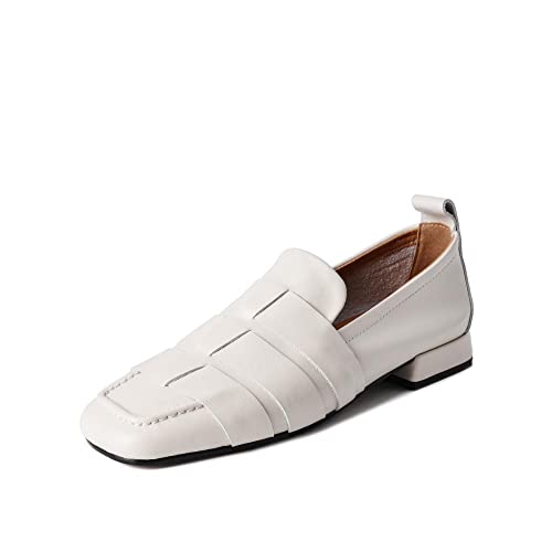 Image of TinaCus Handmade Women's Loafers Flats | Soft Leather, Square Toe, Braided Style, Slip On