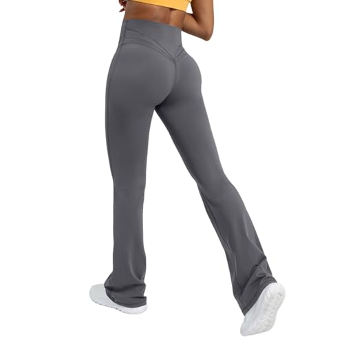 Pantalon de yoga évasé femme taille haute coupe bootcut pour entraînement