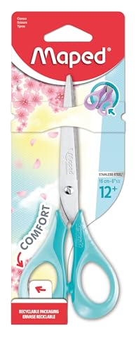 Maped - Ciseaux Sensoft 16 cm avec Anneaux Souples et Ergonomie 3D - Ciseaux Scolaires dès 12 Ans - Pour Collège et Lycée - Anneaux Confortables et...