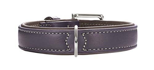 Hunter Hundehalsband Canadian Elk, Gr. 30, Elchleder, pflaume/mokka (21 - 25 cm)