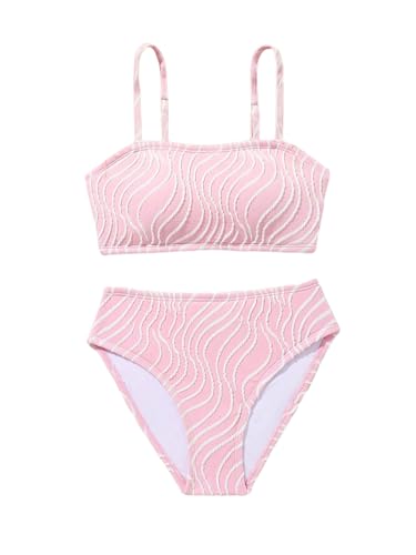 SOLY HUX Girl's Two Piece Swimsuit Textured Spaghetti Strap Bikini Set Bathing Suit