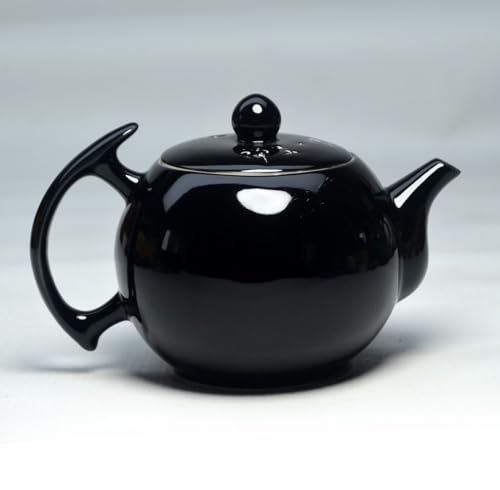 Image of Porcelain Teapot, 10oz Small Tea Pot Xishi Chinese Gongfu Tea Set Ceramic Kettle Black (Teapot)