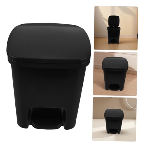 Bote de basura plástico con tapa y pedal 10L negro miniatura 7