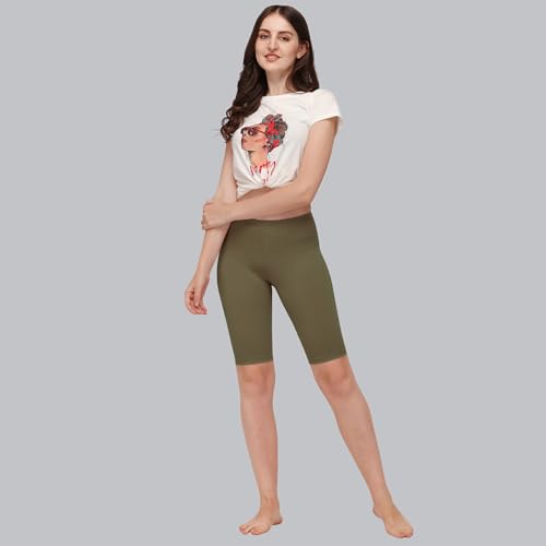 Image of SOIE Women's Mid Rise Soft Polyamide Spandex Knee Length Cycling Shorts