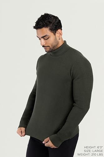 Men's Ribbed Turtle Neck Comfortable Fit Sweater, Men's Long Sleeve Mid-Weight Pullover Sweater for Fall3