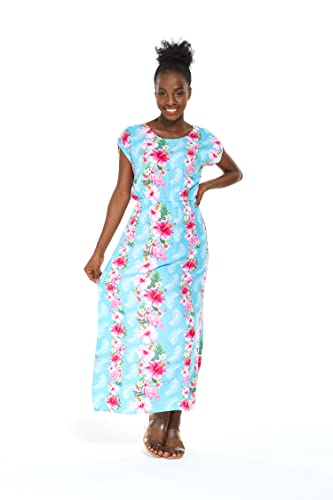 Image of Hawaii Hangover Family Matching Clothes, Pink Hibiscus Vine Turquoise | Family matching Hawaiian outfits, Pink Hibiscus Vine Turquoise, lightweight rayon, machine washable, tropical floral print
