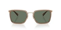 COACH Men's HC7171 Metal C Hardware Square Sunglasses, Light Gold/Sand/Green Solid, 56 mm