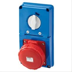 Sortie Gewiss GW66348N IP67 2P 230V 63A connecteur bleu pour installation