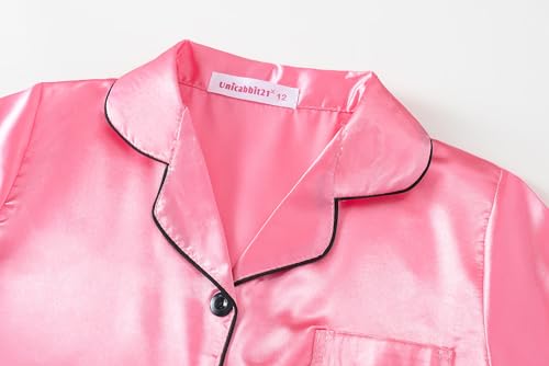 Satin Nightgowns for Girls Kids Silk Short Sleeve Button Down Sleepshirt Dress Night Pajamas size 8-162