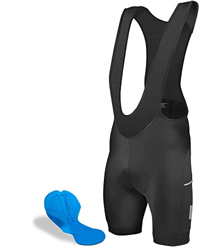 AERO|TECH|DESIGNS | Men's All Day Padded Bike Bib Shorts | Standard Inseam | Large | Black
