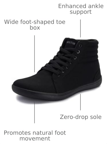 Image of WHITIN Men's Wide Hi-Top Minimalist Barefoot Shoes with Ankle Support W823 | Natural Toe Freedom, Zero Drop Sole, Lightweight Comfort for Casual Everyday Walking