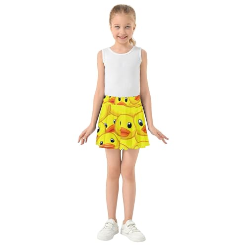 Tennis Skirts for Kids Cartoon Yellow Ducks Print Girls' Shorts Athletic Skorts Blue Pink Cheer Skirt 4t3