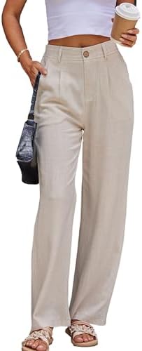 Fakanhui Damenhose aus Leinen, elegante Arbeitshose, Freizeit, So...