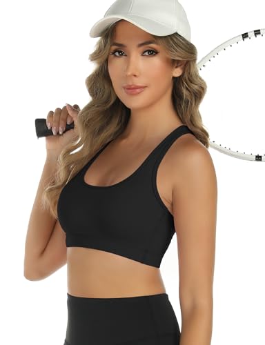 Image of Buauty 2 Packs Sports Bras for Women, Medium Support Sport Bras Push Up Yoga Racerback Bra, Gym Fitness Athletic Bra