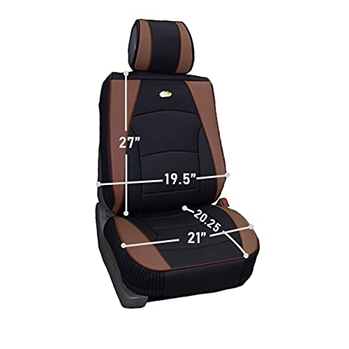 Image of FH Group Car Seat Cover Cushion - 2 Pack Seat Covers for Cars Trucks SUV,) Faux Leather Car Seat Cushions, Waterproof Car Seat Cover Cushion, Universal Fit Car Seat protector Front Set Brown