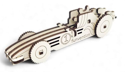 Image of Funvention Birthday Return Gifts (Pack of 12) Fun Fidgets - Racer Car | DIY Miniature Mechanical Models 3D Puzzle Return Favours for Kids Birthday Party 5+ Years Made in India Toys, Gold