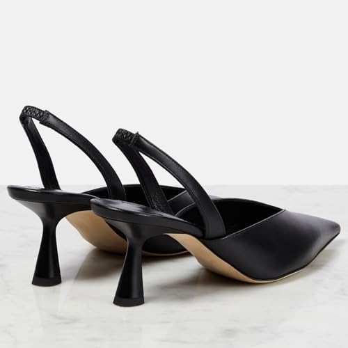 Women's Kitten Heel Pointed Closed Toe Slingback Pumps Fashion V Shaped Silhouette Slip On High Heel Summer Shoes Wedding Prom Dressy Heeled Sandals for Women2