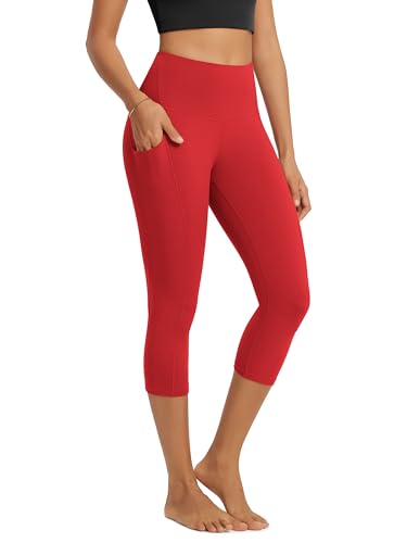 ODODOS High Waist Workout Capris with Pockets for Women, 14