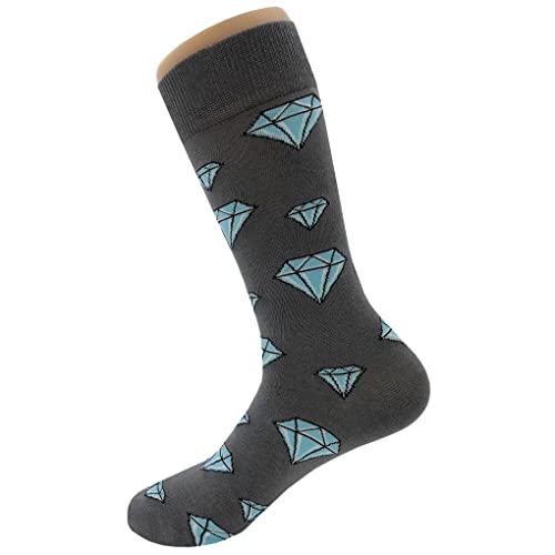 Diamond Dress Socks Funny Novelty Crazy Fun Design Men Size 8-12 Cotton Casual Crew Colorful Funky Fancy Socks Gift for Men3