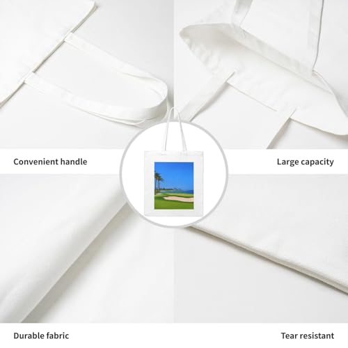 Reusable Heavy-Duty Canvas Tote Bag, Golf Course handbag 15.75x13.87 Inch, Large Eco-Friendly Shopping Tote for Travel, Gym, Gifts, Machine Washable4