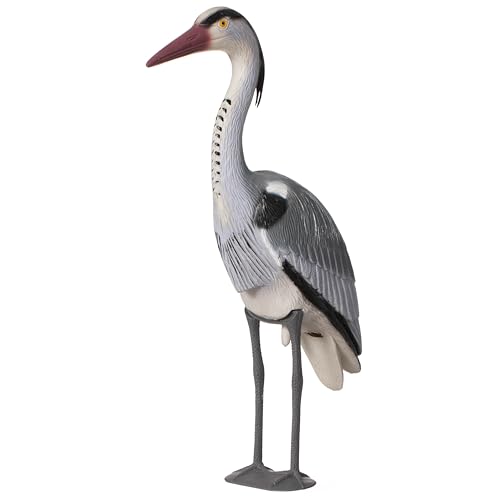 Gardenised 30-inch Heron Decoy - Standing Crane Sculpture Outdoor Bird Art for Yard Lawn Patio Porch Pond & Pool Garden Accessories Backyard Accent and Landscaping Decoration Silver