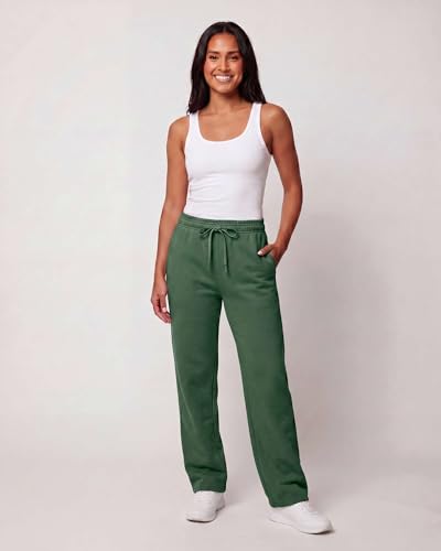 Image of Real Essentials 3 Pack: Women's Relaxed Fit Fleece Open Bottom Sweatpants - Casual Athleisure (Available in Plus)