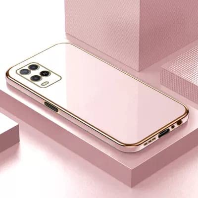 Image of Apurb Store for Oppo A54 Plating Square Gold Frame Phone Case Luxury Soft Silicone Back Cover (for Oppo A54, Pink)