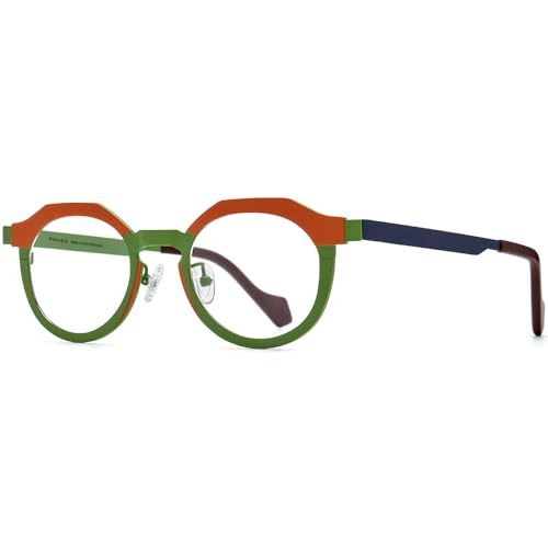 Image of FONEX Colorful Pure Titanium Glasses Frame Women Retro Round Eyeglasses