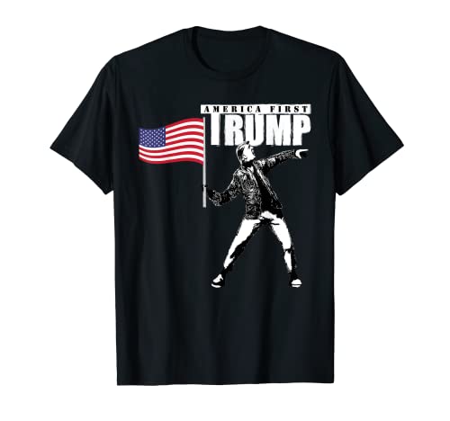 America First Trump President 2020 Camisa American Usa Flag Camiseta