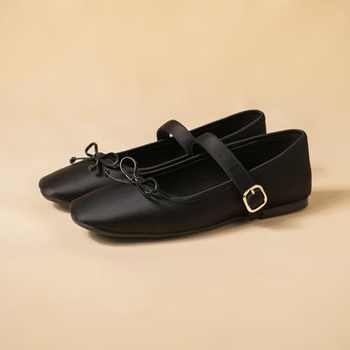 Image of Theater Dorothy Casual Ballet Flats for Women | Stylish Mary Jane Ballerina with Bow Detail | Lightweight Comfortable Footwear with Cushioned Insole